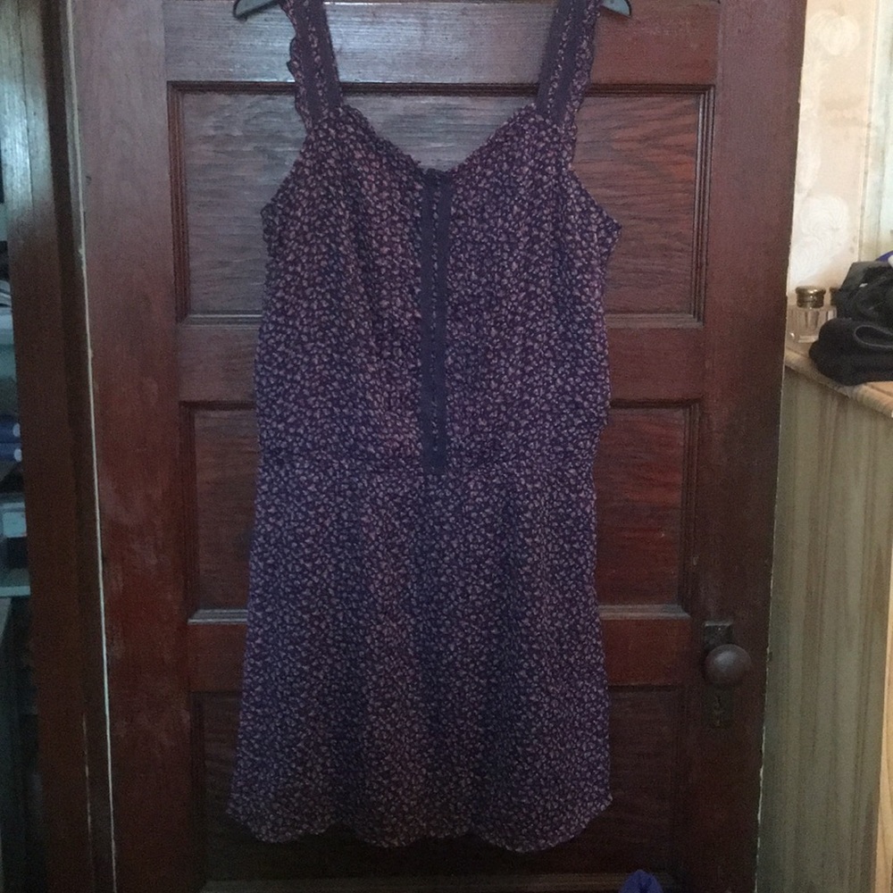 Blue patterned dress.